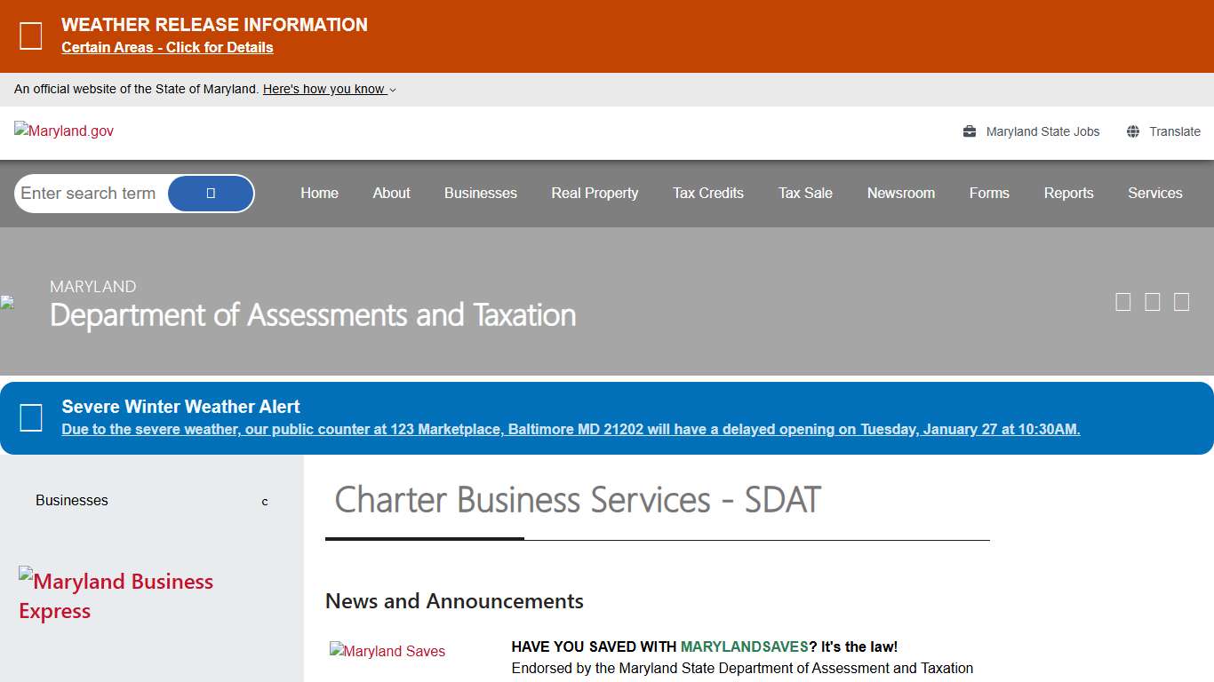 Businesses in Maryland - SDAT